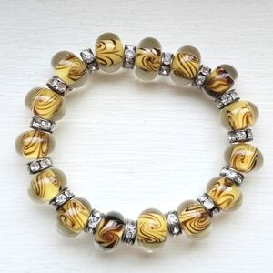 Venetian Art Glass Bead Bracelet Lampwork Bead 11mm Round